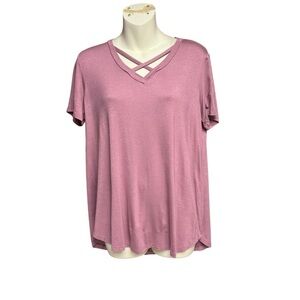 Hemish USA light Mauve V-Neck Crisscross Tee size medium NWT